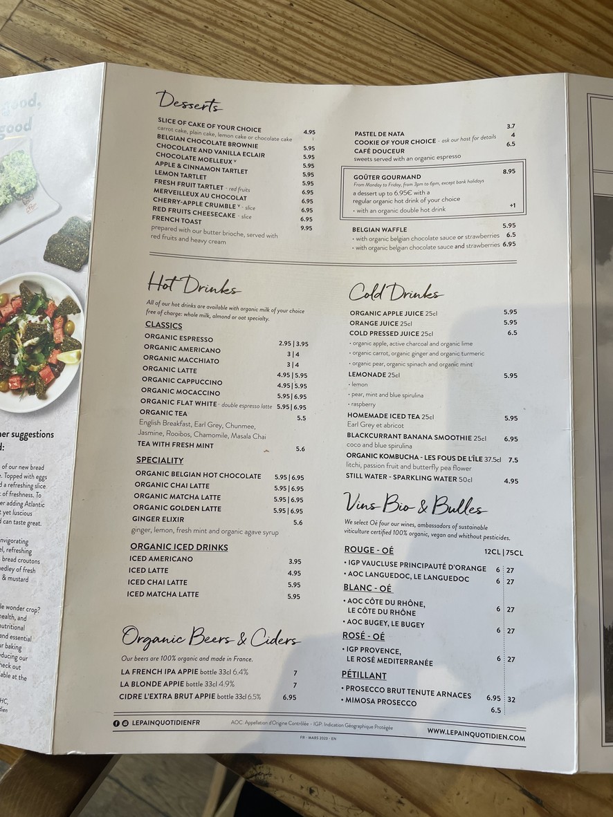 Le Pain Quotidien menu 2