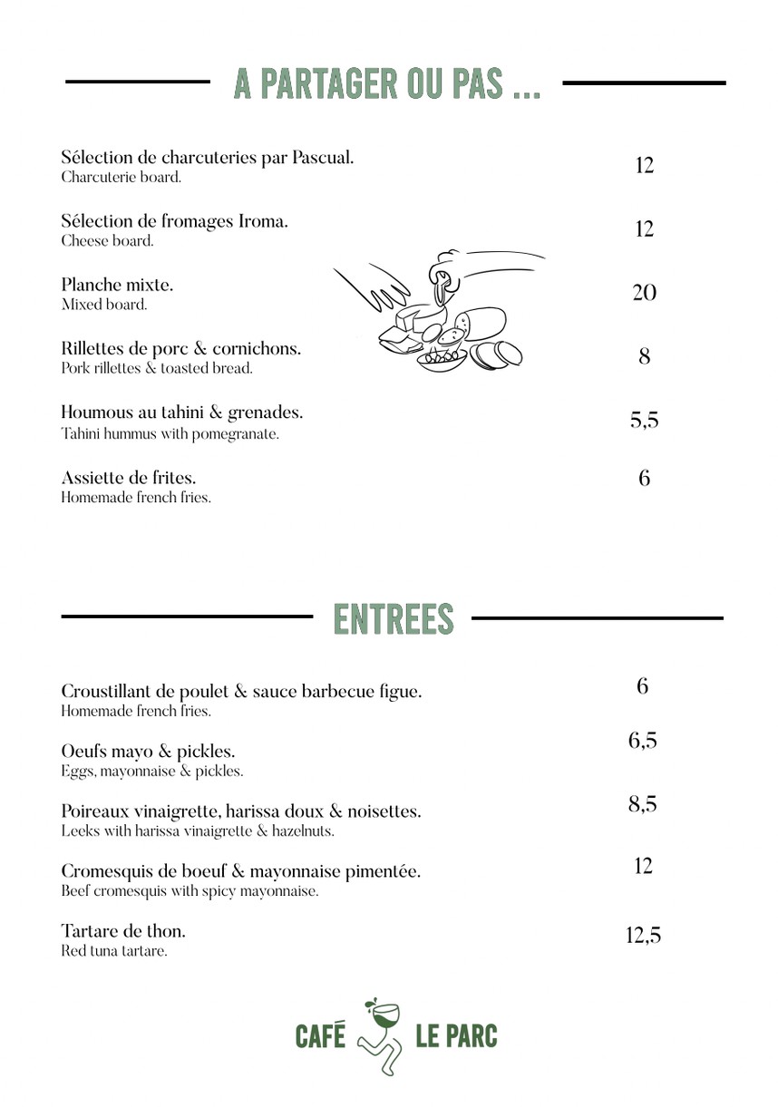 Café Le Parc menu 1
