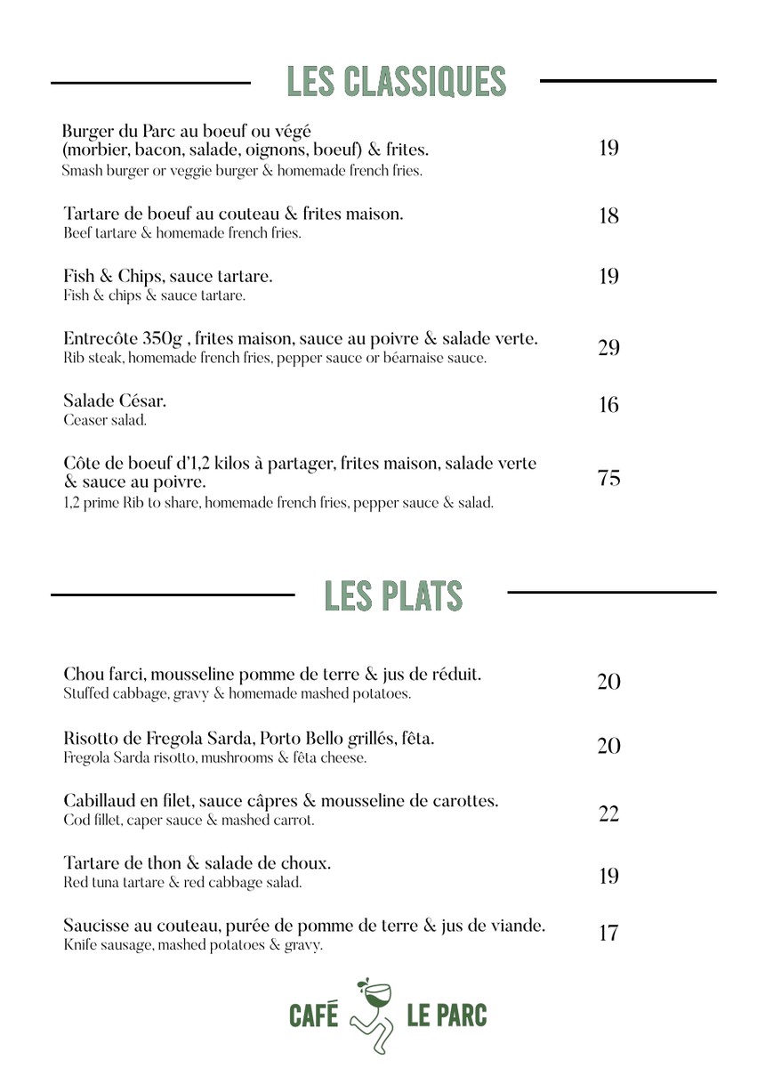 Café Le Parc menu 2