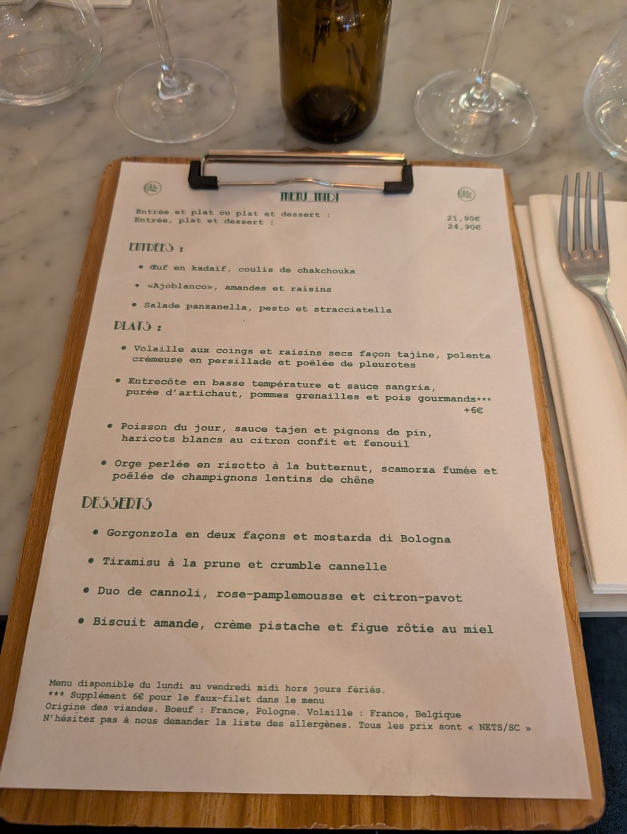 Restaurant Crocus Paris menu 2