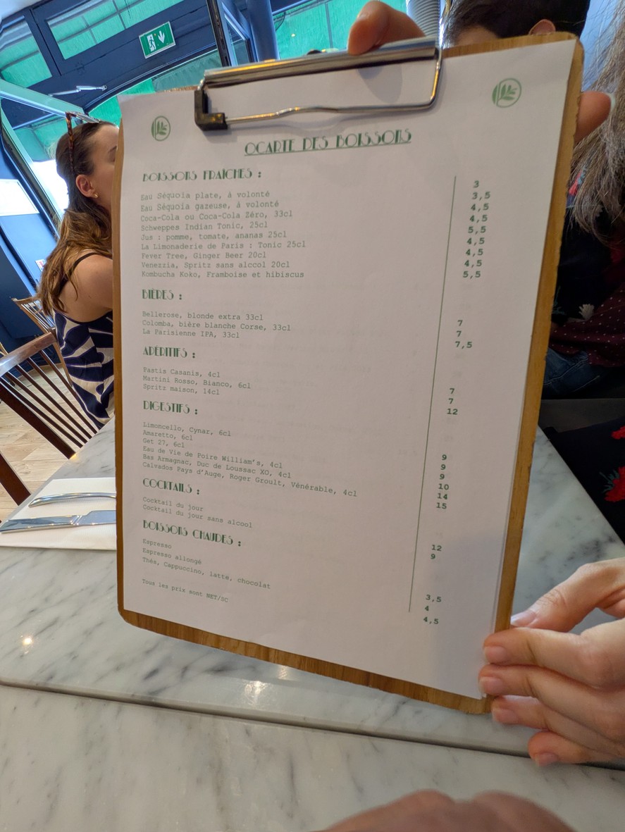 Restaurant Crocus Paris menu 3