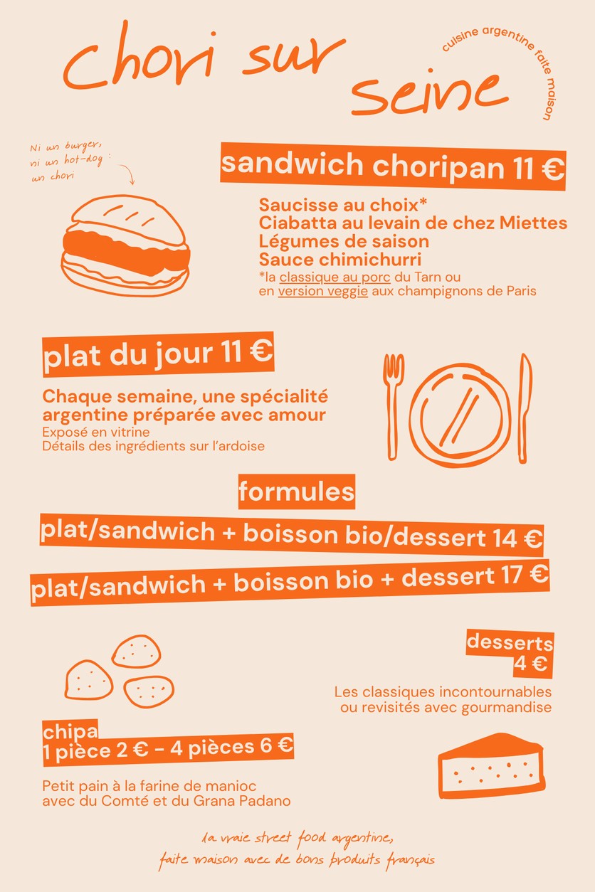 Chori sur Seine menu 1