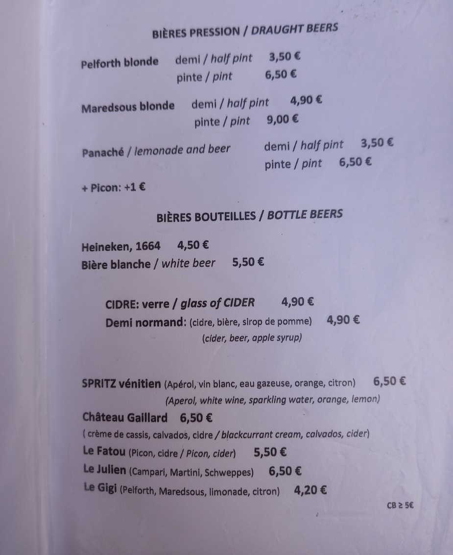 A La Tour menu 4