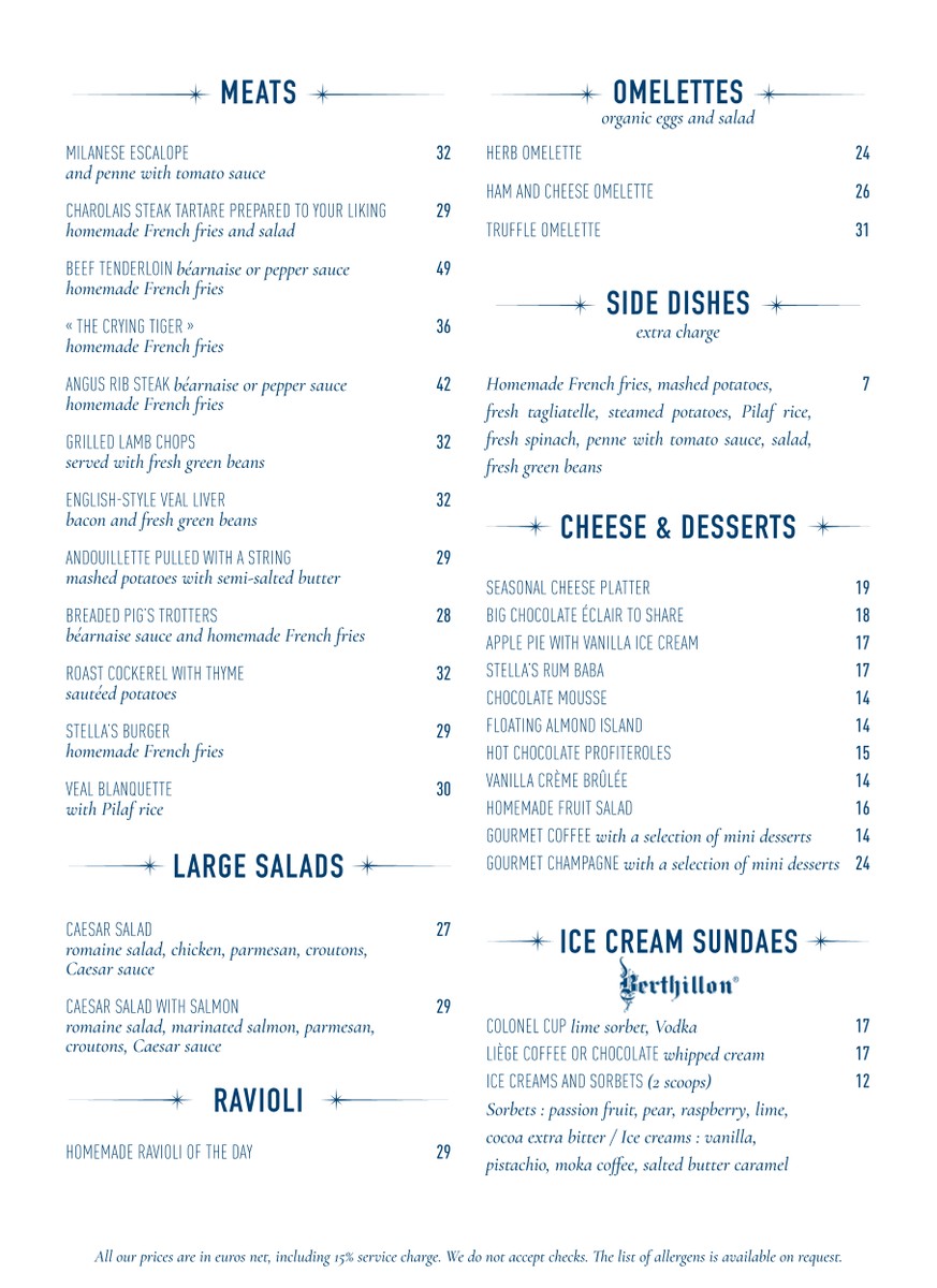 Le Stella menu 2