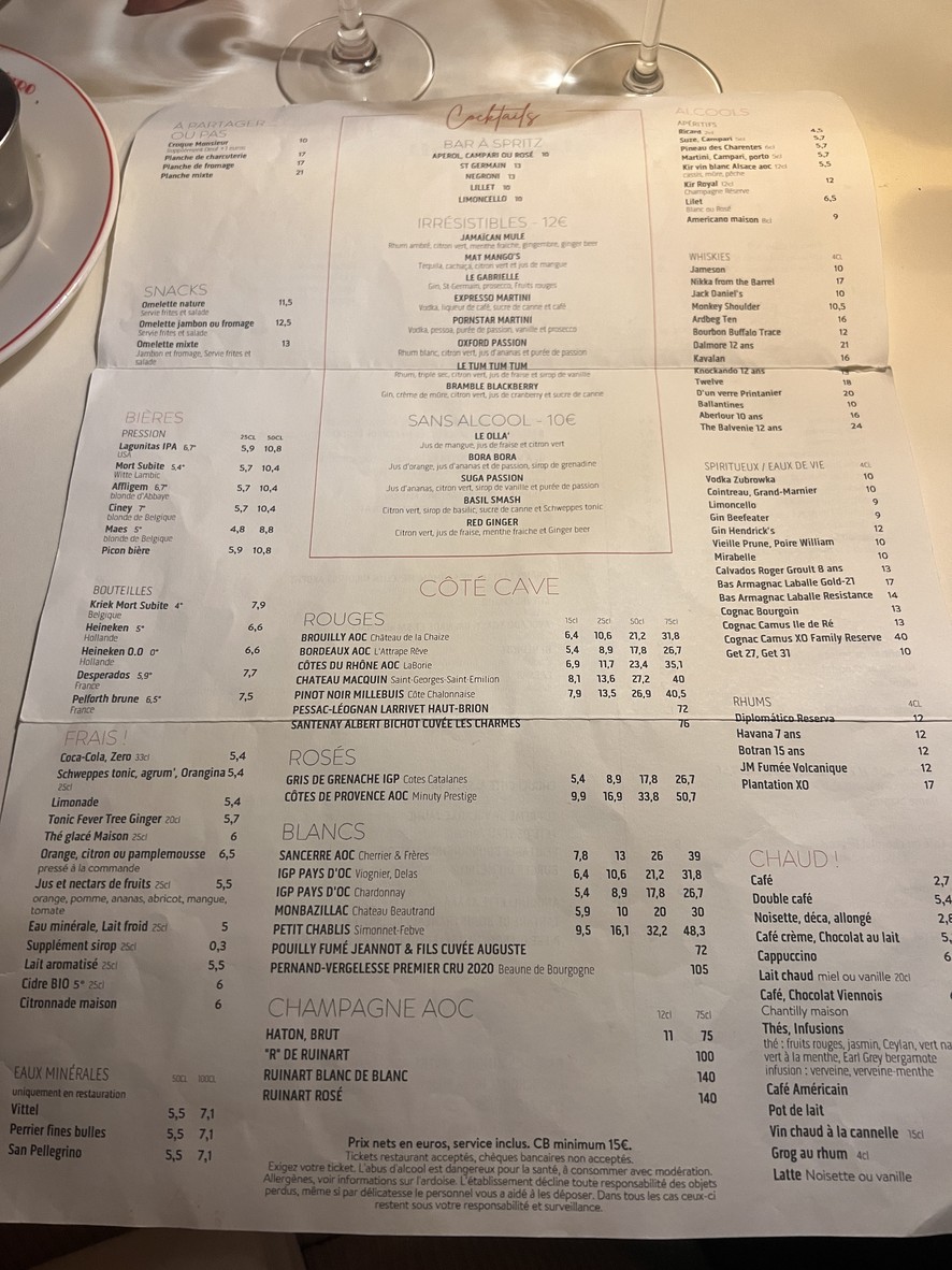 Au Métro menu 4