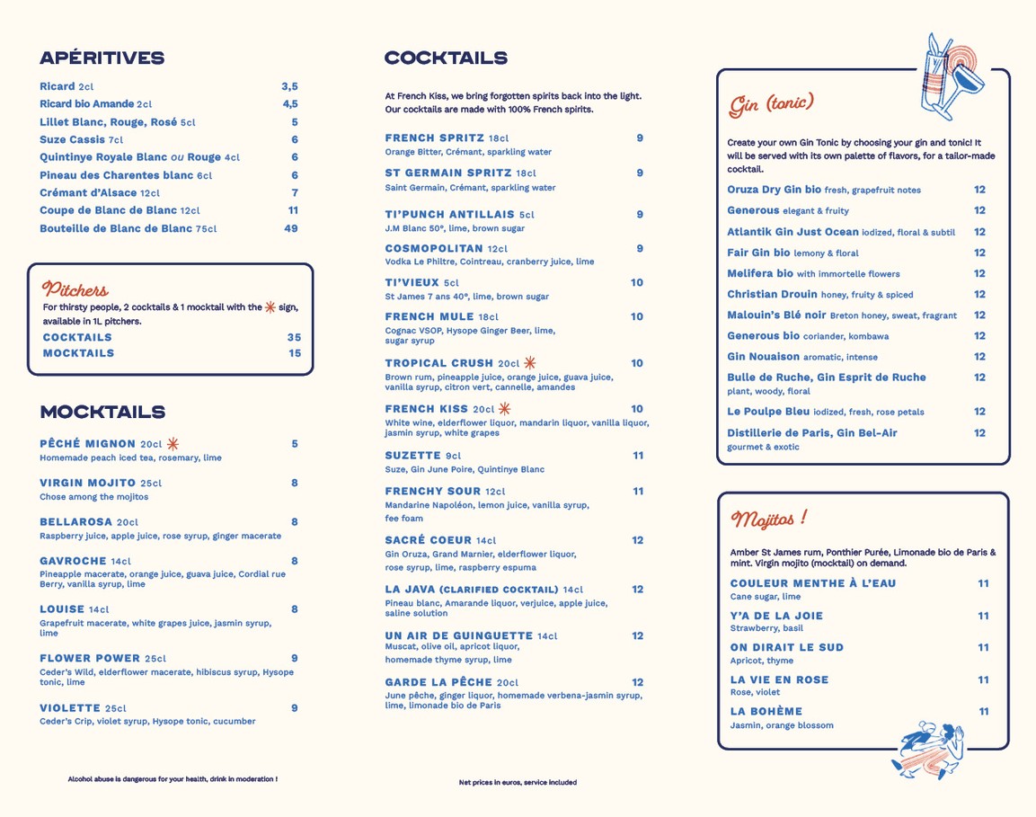 French Kiss Paris Restaurant Porte de Versailles menu 2