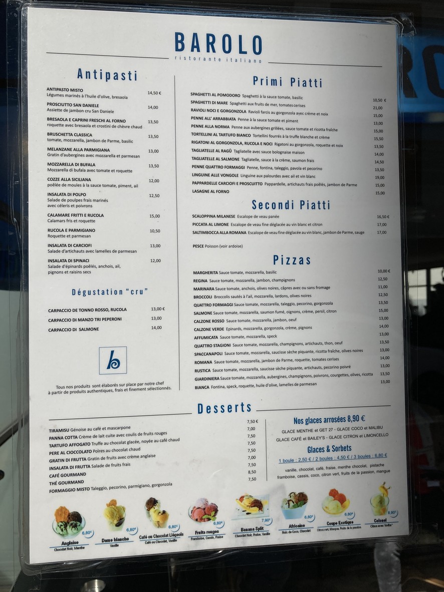 Restaurant BAROLO menu 1