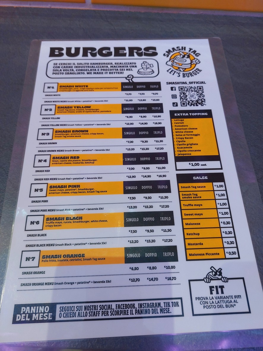 Smash Tag Piazza Bologna menu 1