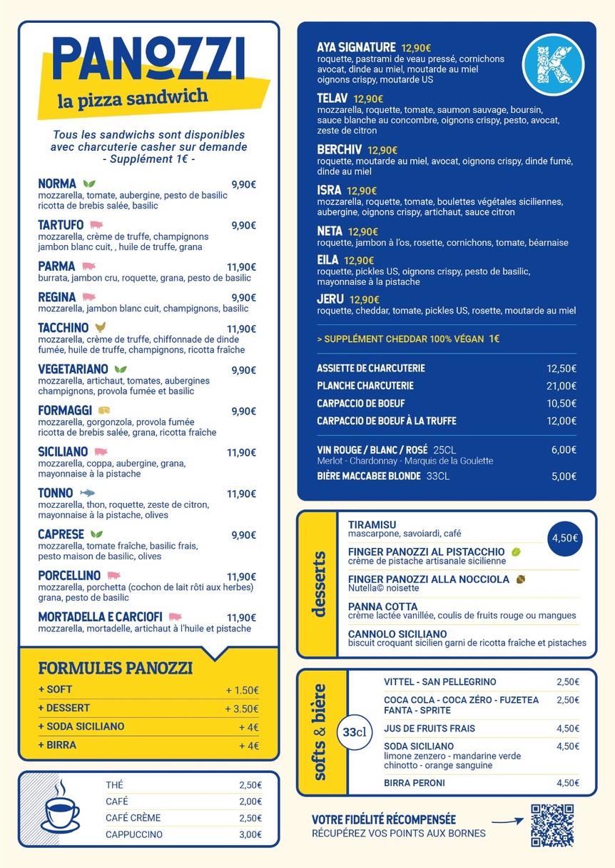 Panozzi Vincennes menu 1