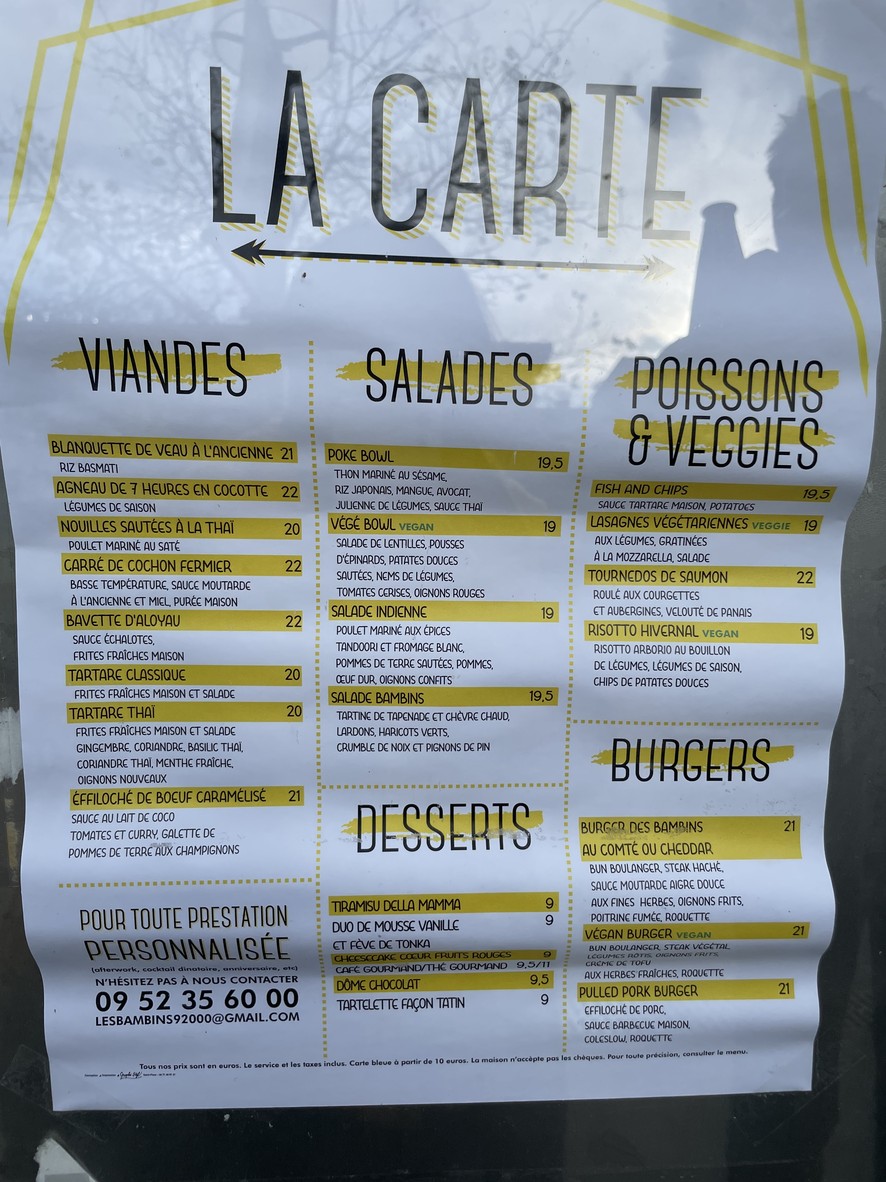 café les Bambins menu 1