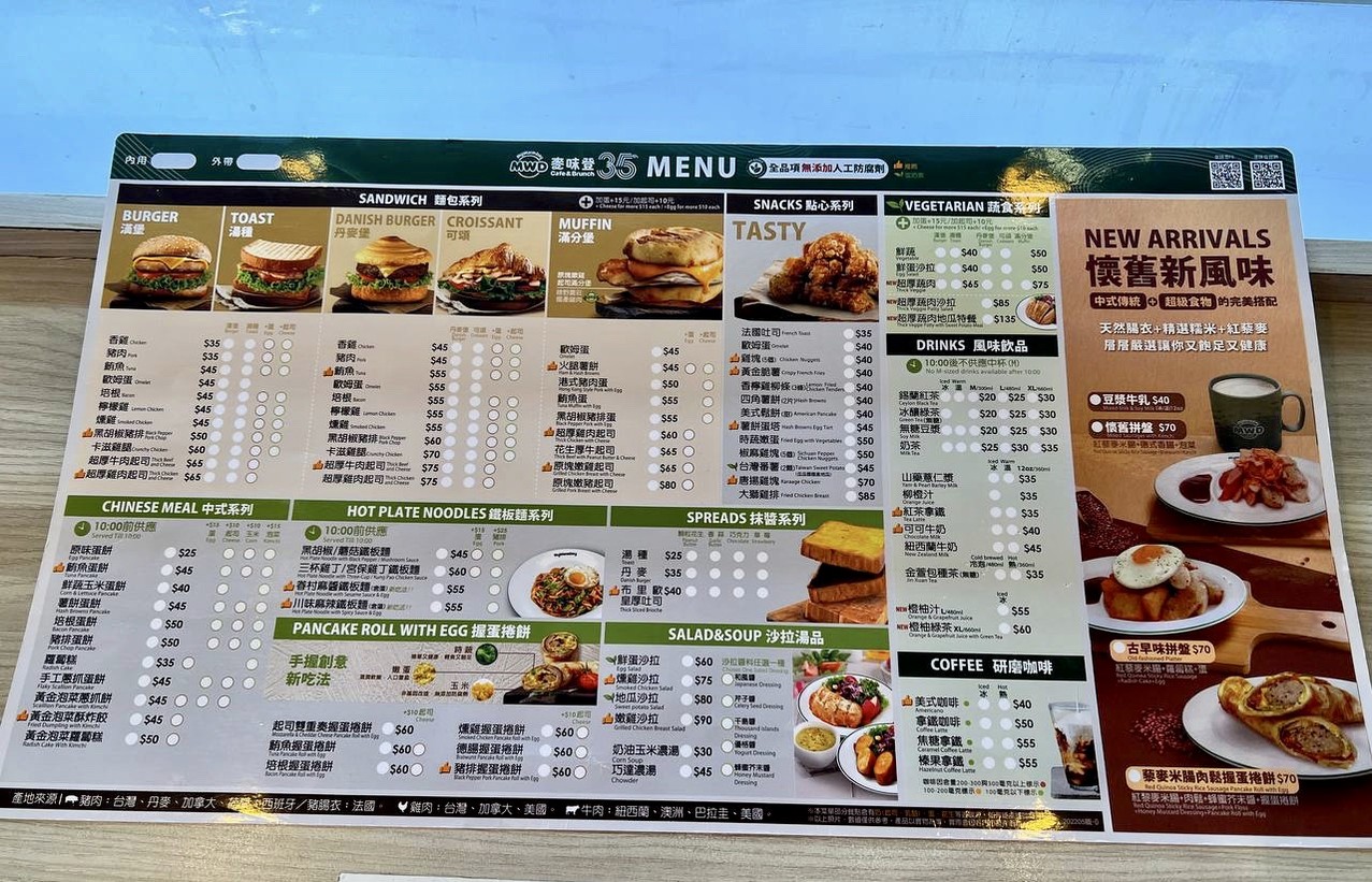 Mai Wei Deng cafe&brunch Bei Shi Long Jiang Dian menu 1