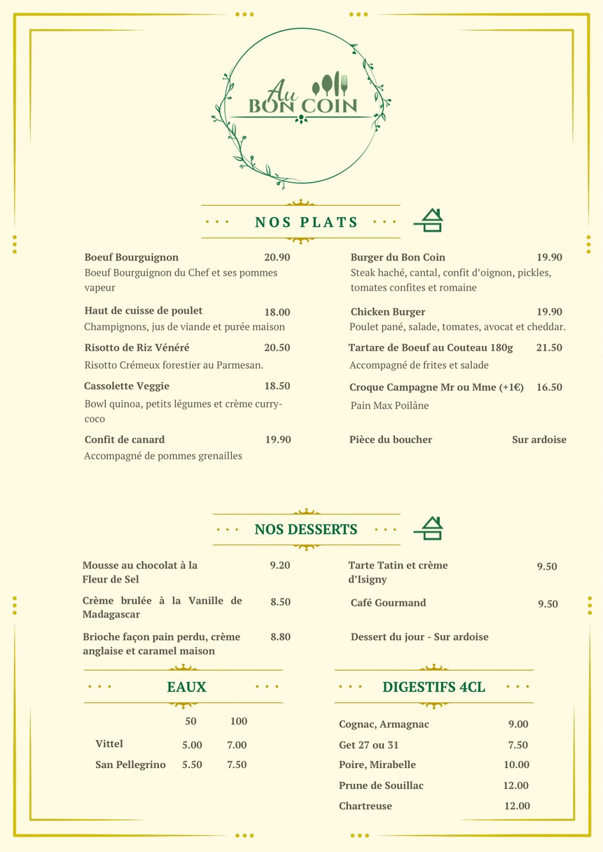 Au Bon Coin menu 2