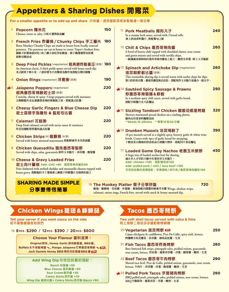 The Brass Monkey Tóng Hóuzi Fùxīng Diàn menu 1