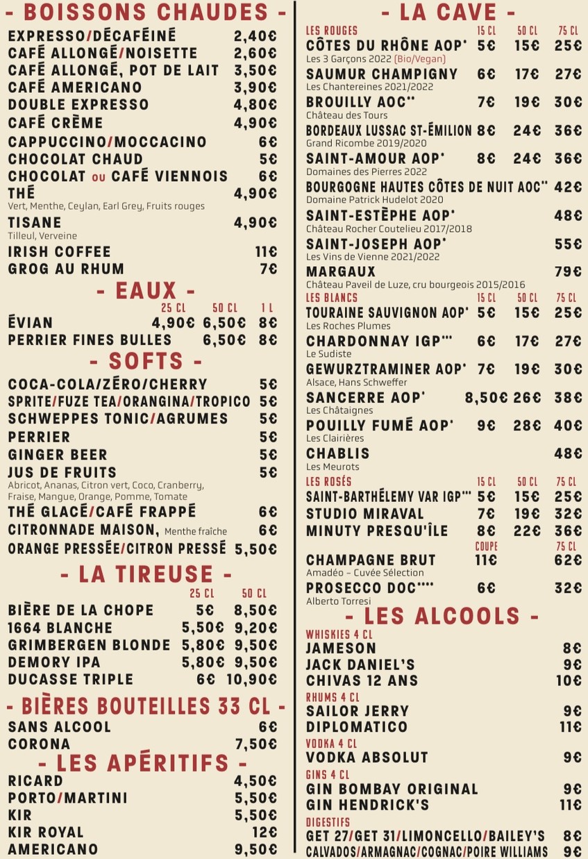 La Chope Daguerre menu 3