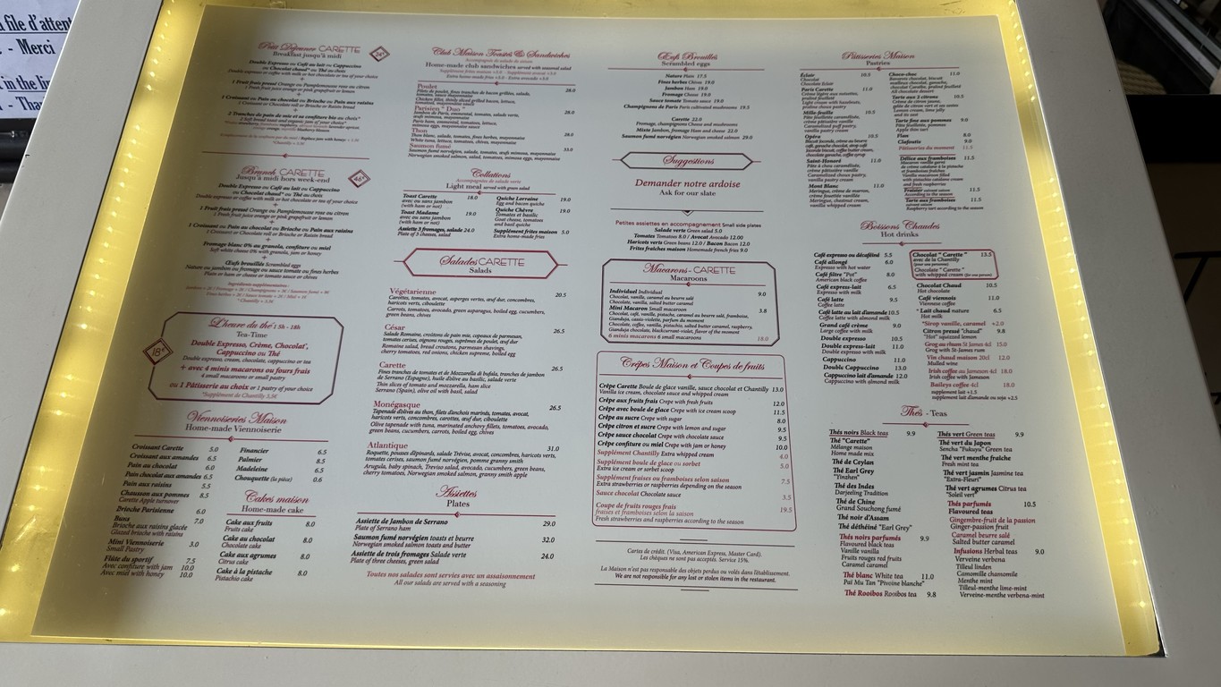 Carette menu 1