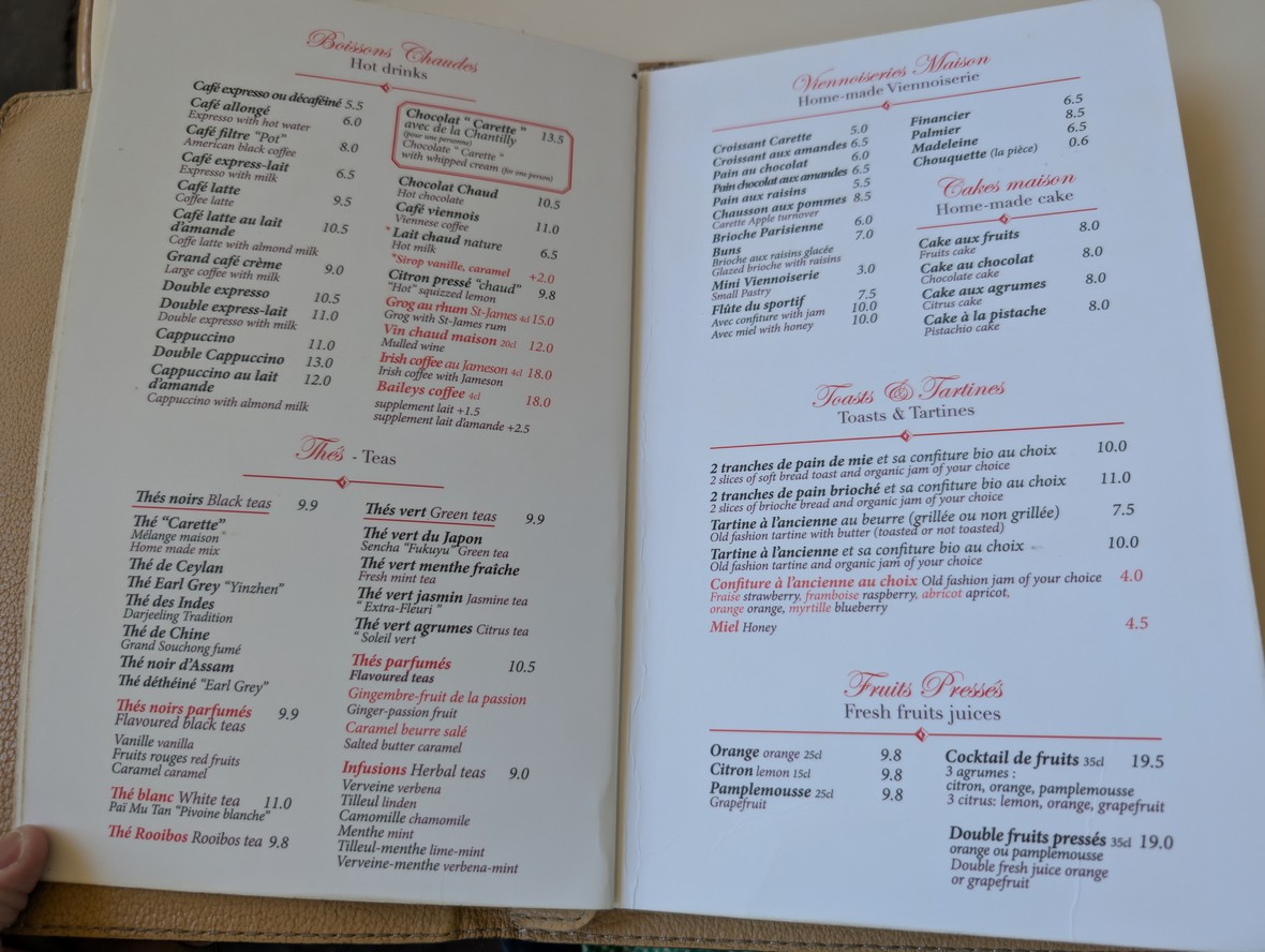 Carette menu 2