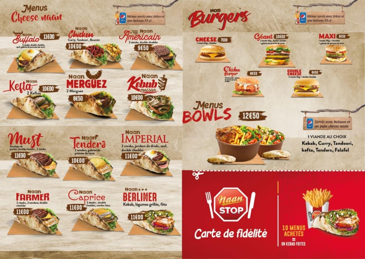 Naan Stop Charenton menu 1