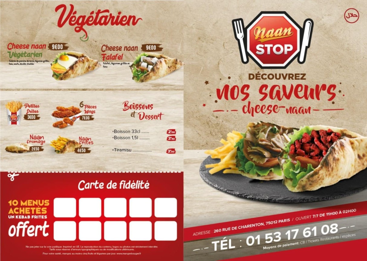 Naan Stop Charenton menu 2