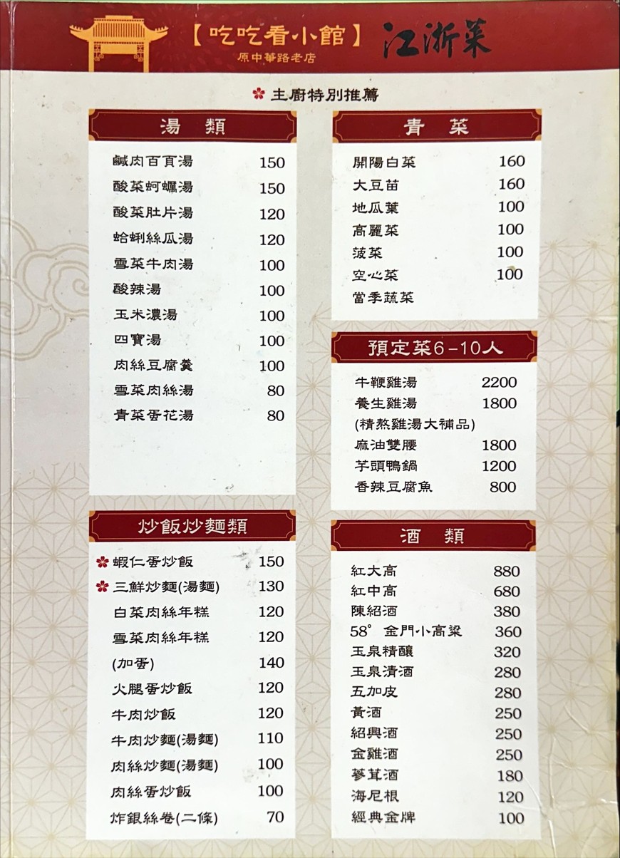 Chī chī kàn xiǎo guǎn Táiběi lǎo wèidào cāntīng menu 2