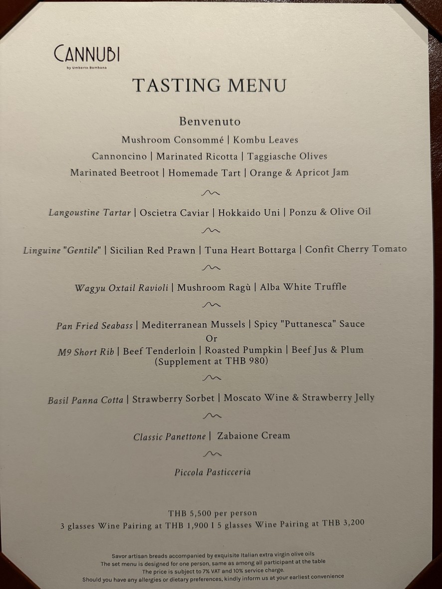 Cannubi by Umberto Bombana menu 2