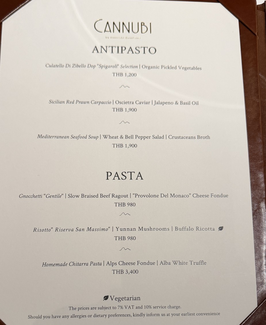 Cannubi by Umberto Bombana menu 3