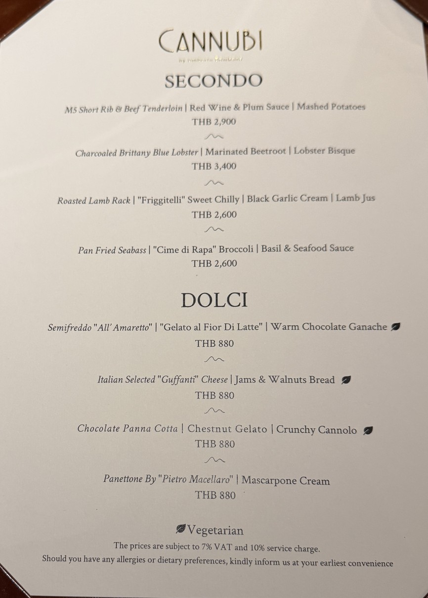 Cannubi by Umberto Bombana menu 4