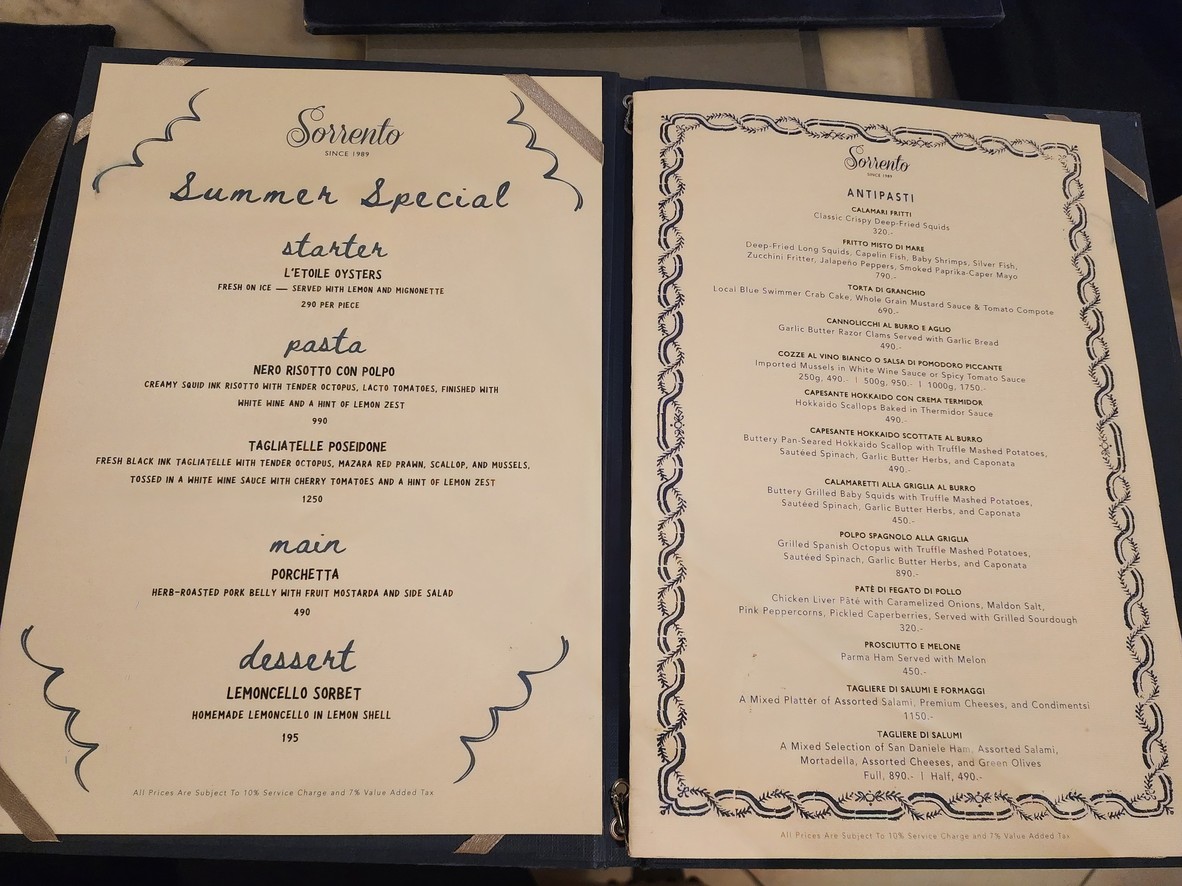 Sorrento menu 1