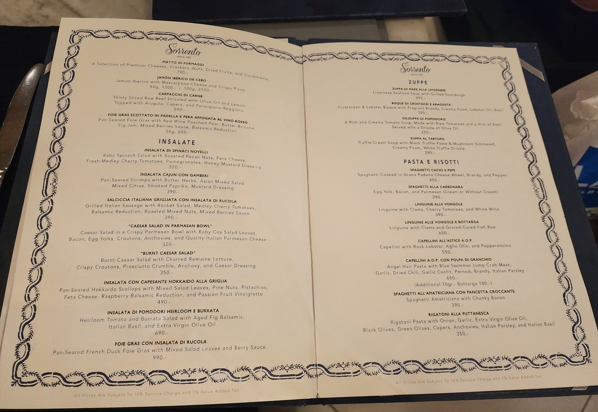 Sorrento menu 2