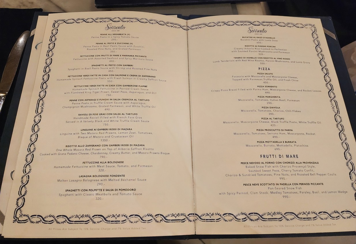 Sorrento menu 3