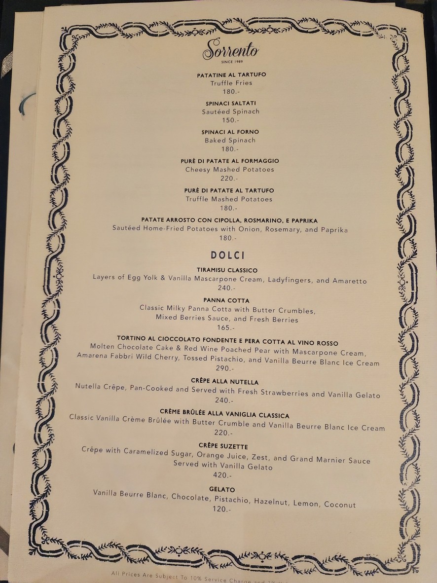 Sorrento menu 5
