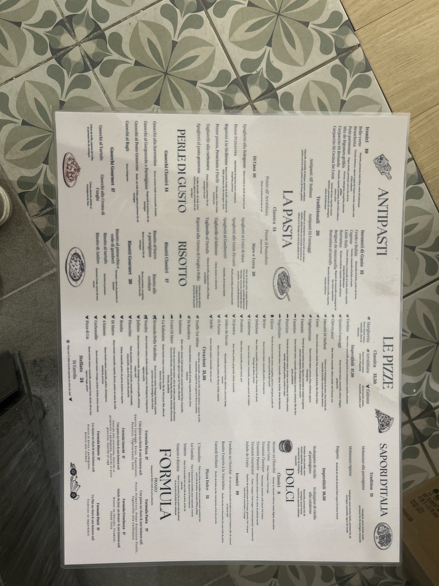 LA PLACE ITALIENNE Paris 19 menu 1