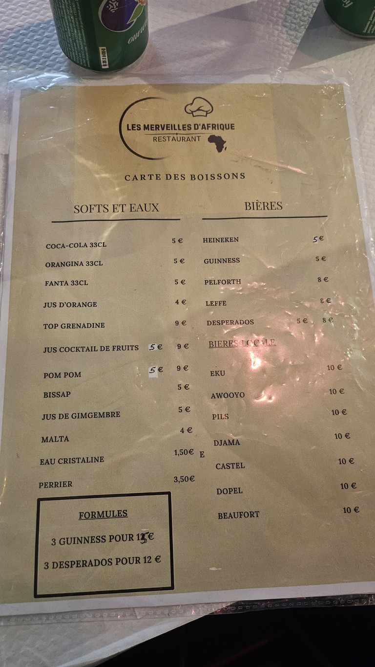 Les Merveilles d'Afrique menu 2