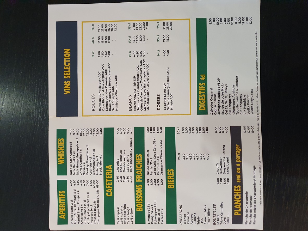 Brasserie du Moulin menu 1