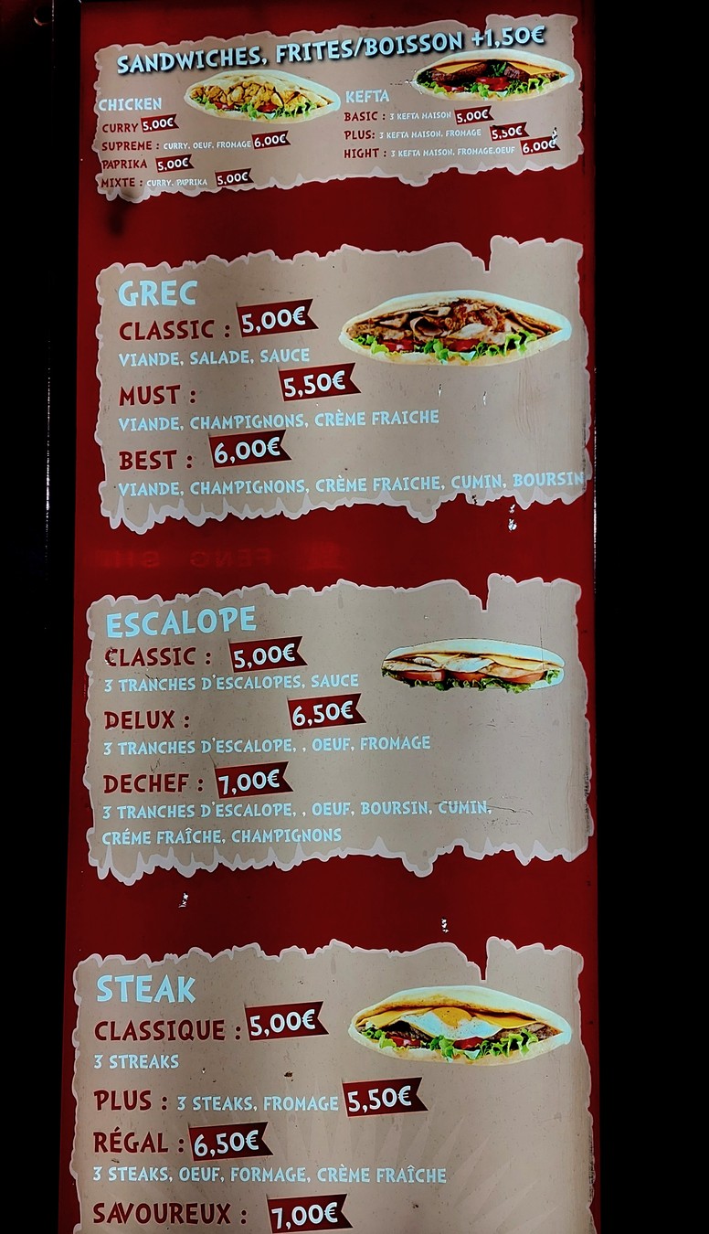 La Sandwicherie Du Parc menu 1