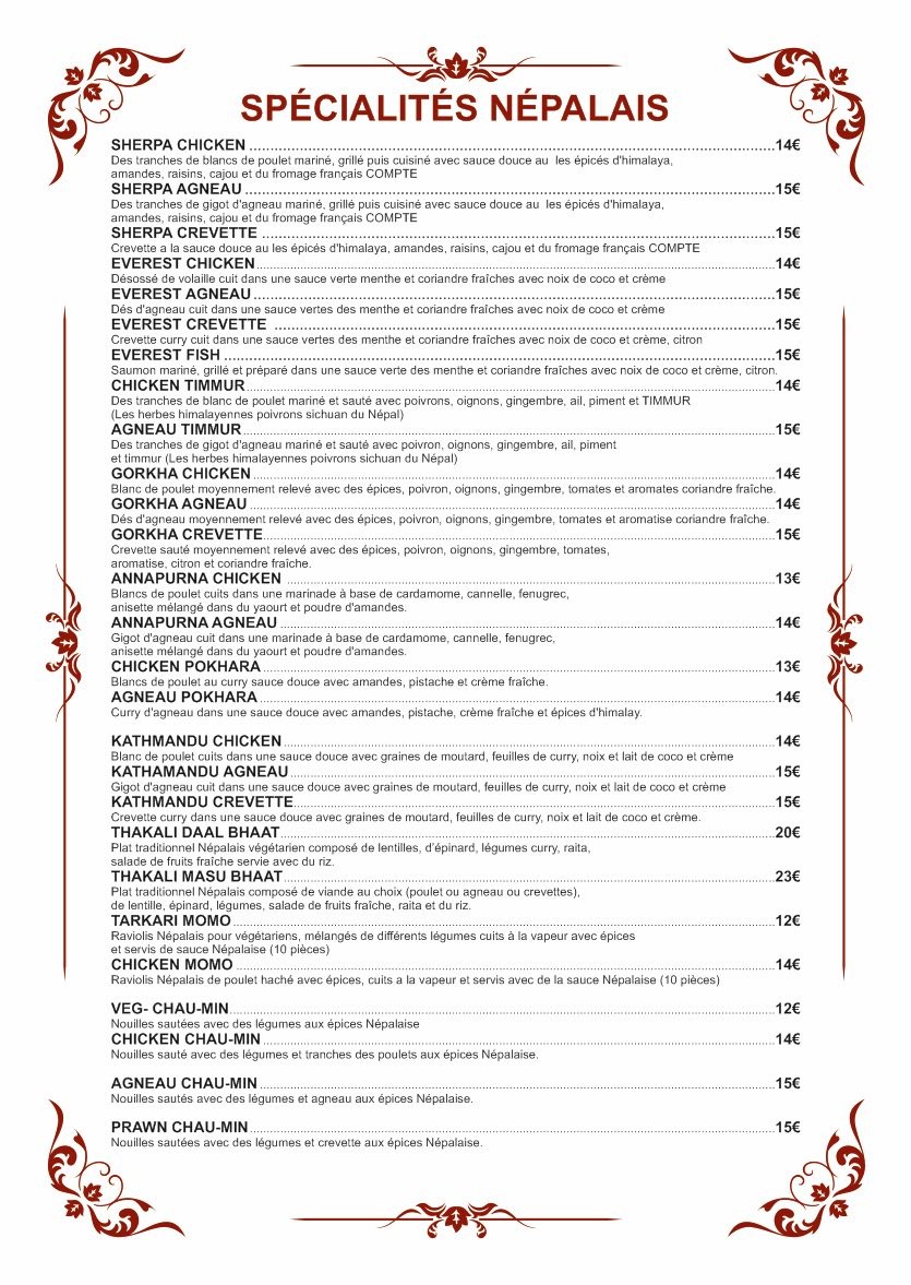 Himalayan Cuisine menu 2