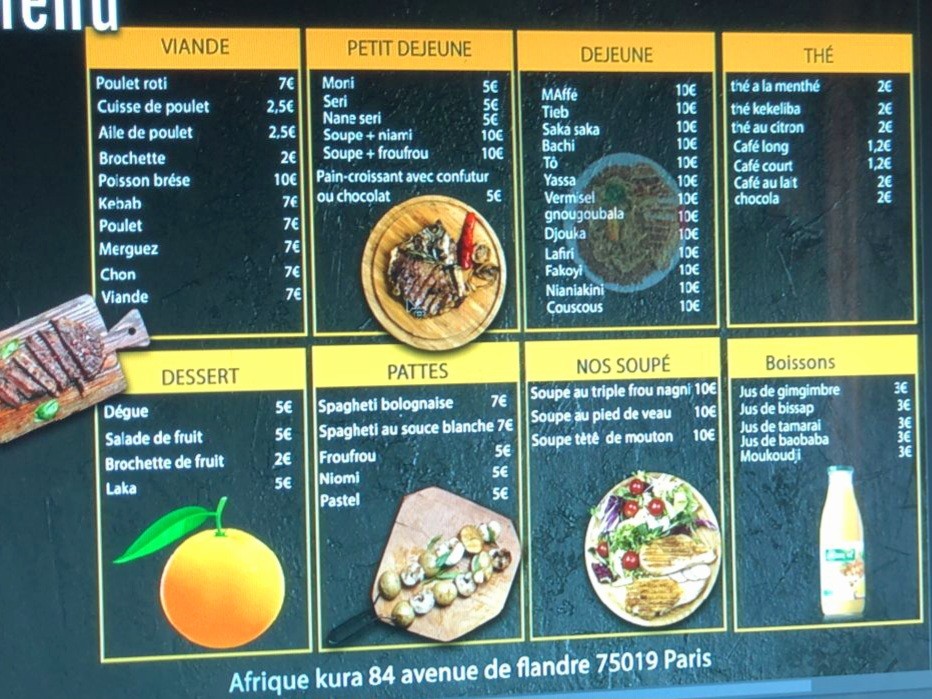 Restaurant AFRIQUE KURA menu 1