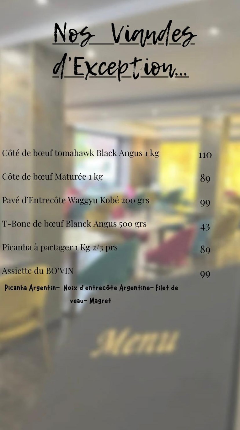 Le Bovin SteakHouse restaurant Saint-Maur-des-Fossés menu 3