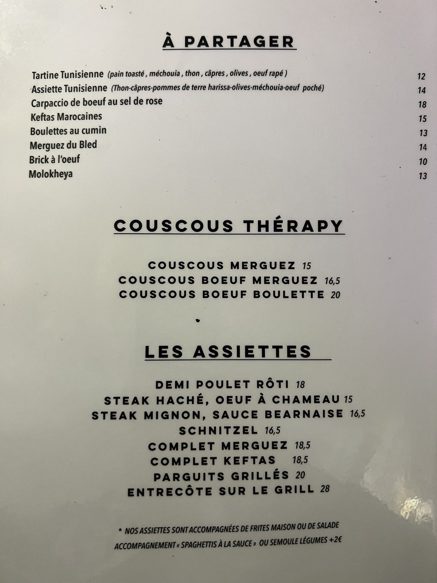 La Fille du Boucher menu 1