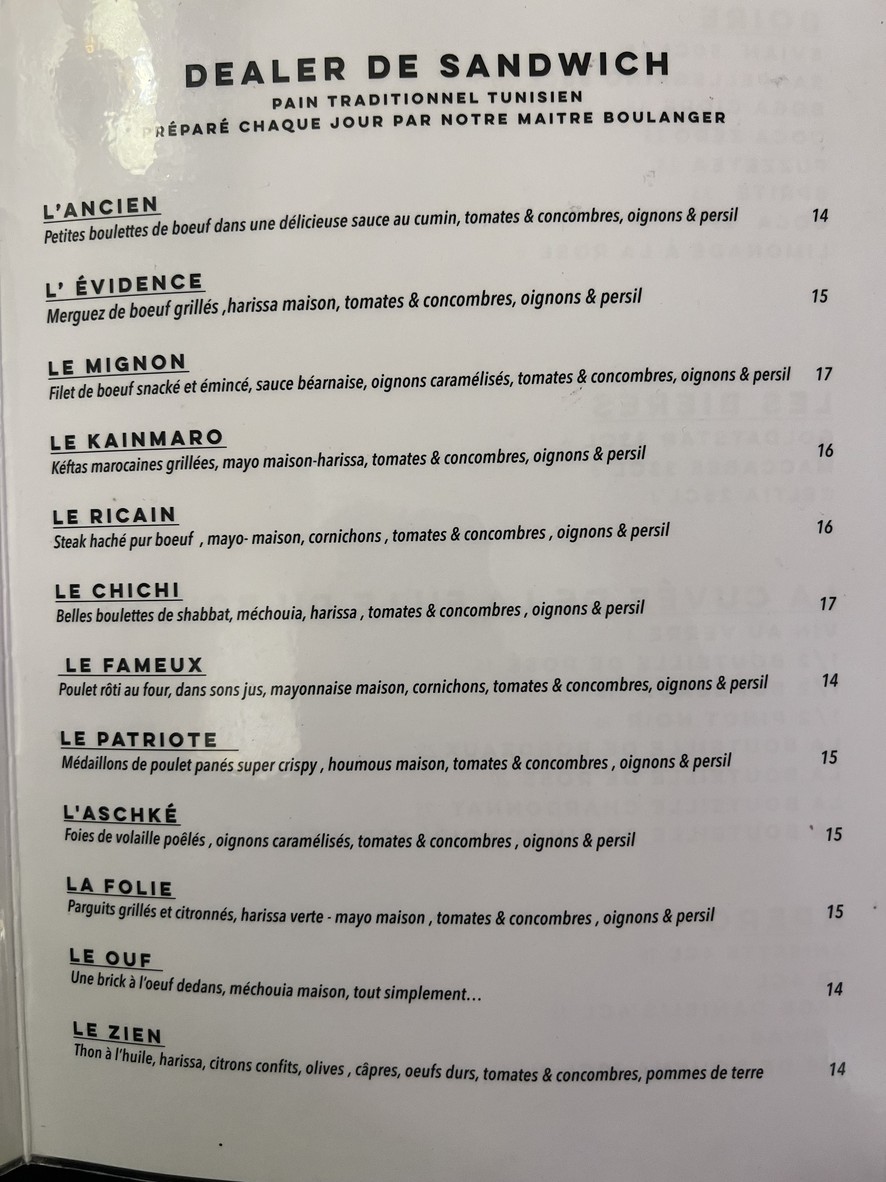 La Fille du Boucher menu 2