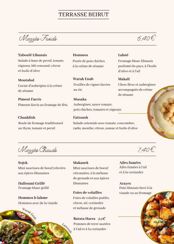 Terrasse Beirut menu 1