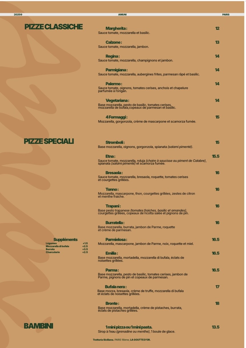 Amunì -Trattoria Siciliana - Paris18 menu 2