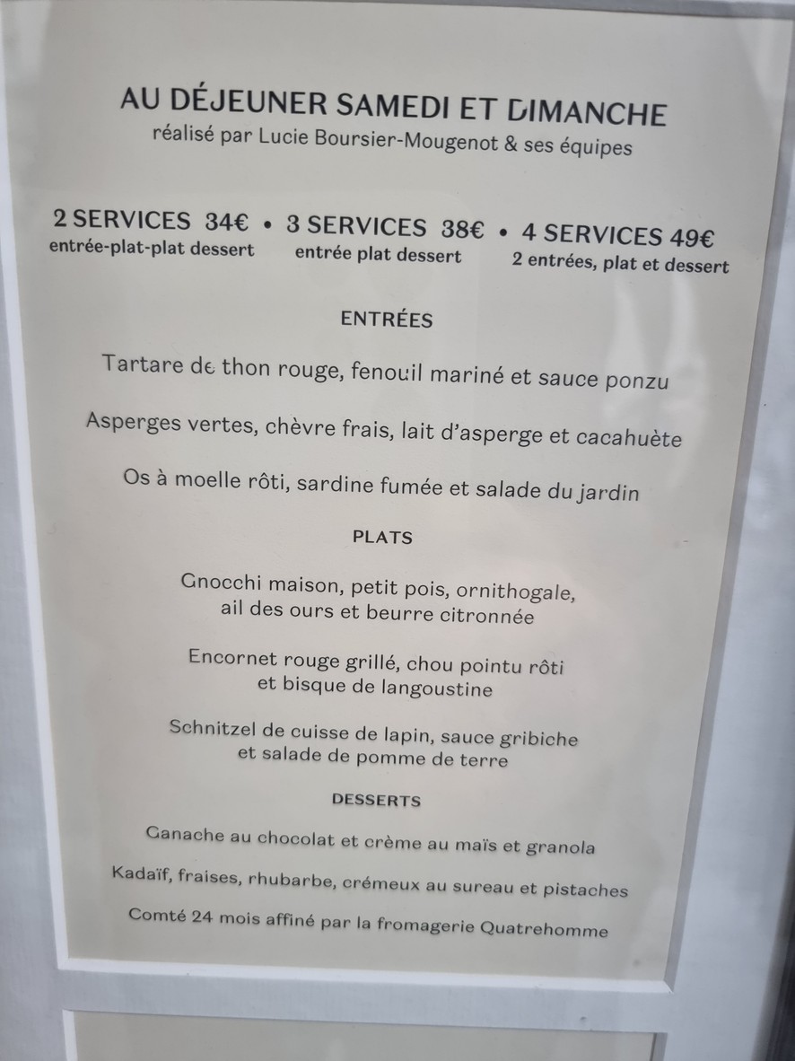 Restaurant Pétrelle menu 1