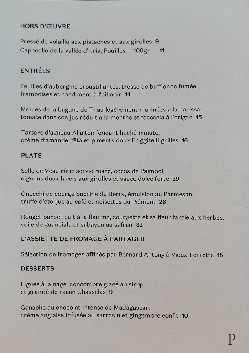Restaurant Pétrelle menu 3