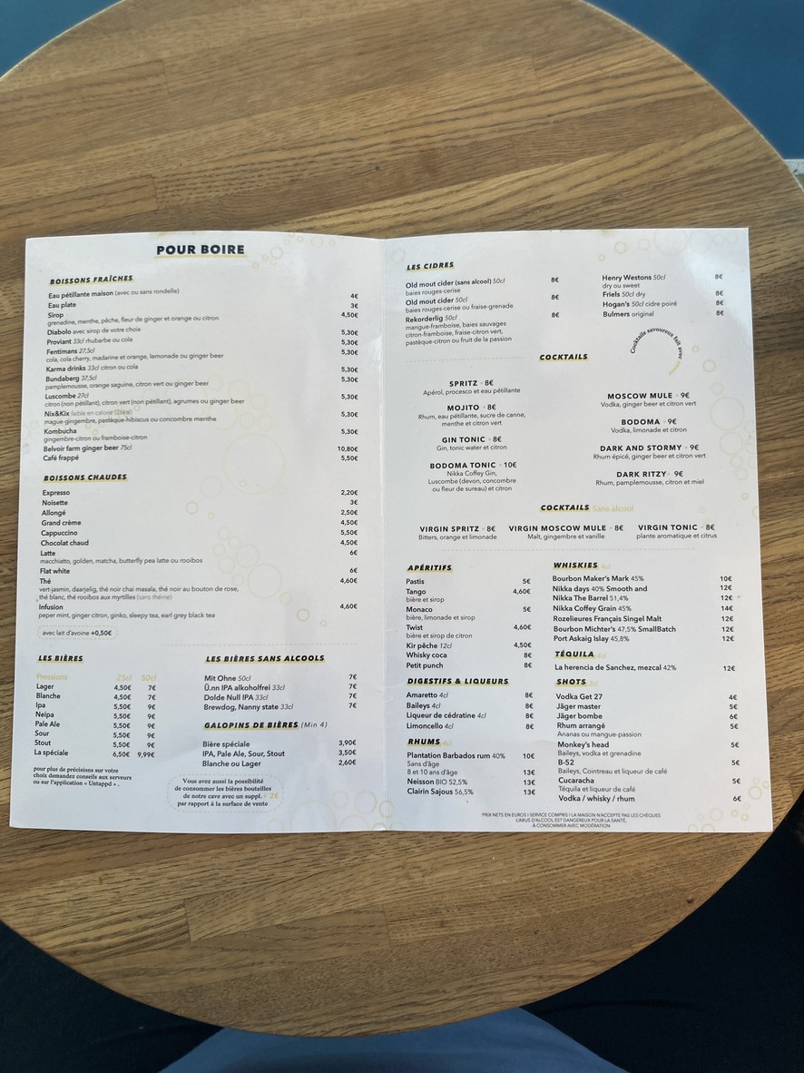 BODOMA - Craft bar / Café menu 2