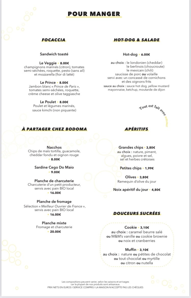 BODOMA - Craft bar / Café menu 3