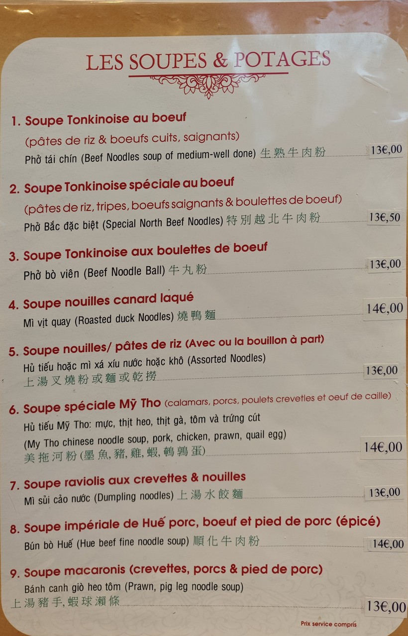 Restaurant Sài Gòn menu 2