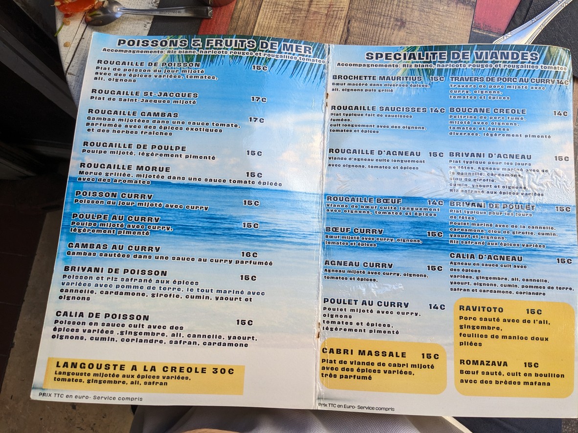 Le Mauritius menu 3