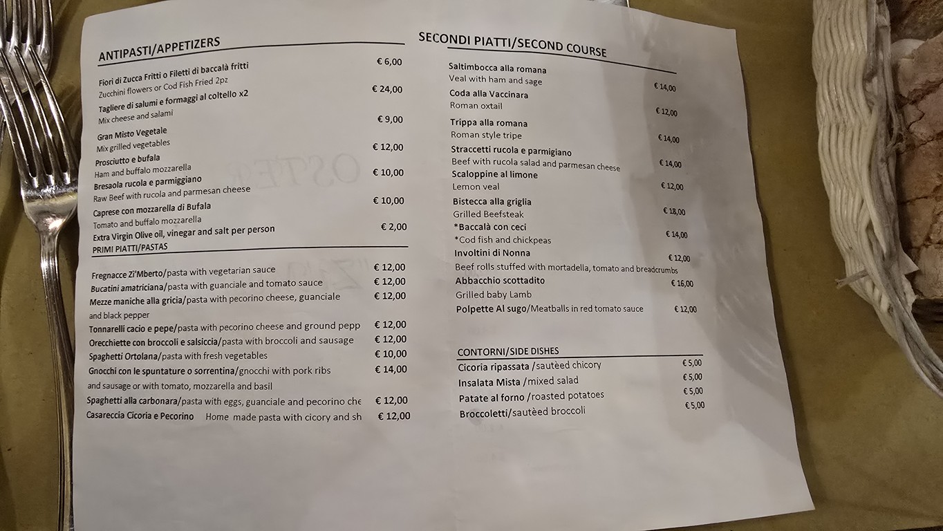 Osteria da Zi Umberto menu 1