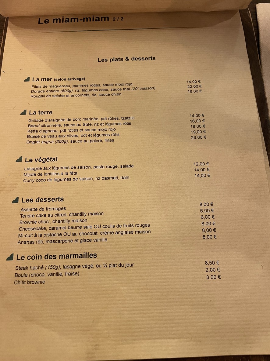 Le passage à niveau menu 2