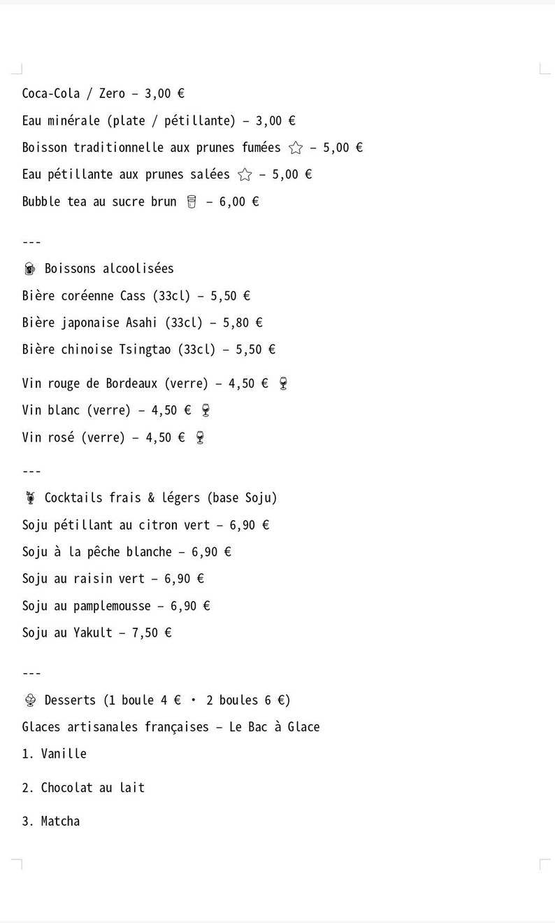 Okasia menu 3